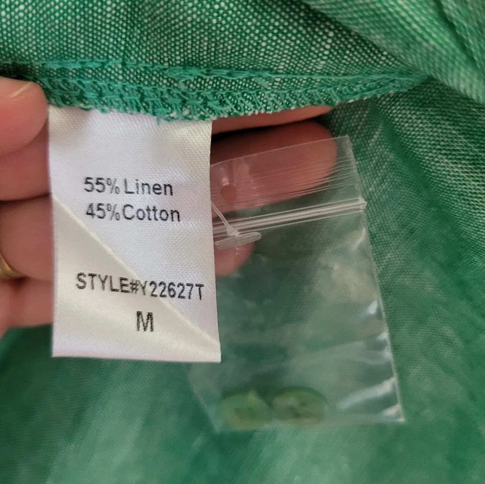 NWT Pomander Place Tuckernuck Sea Green Lydell Maxi Shirt Dress - Size M, Linen - Picture 4 of 6